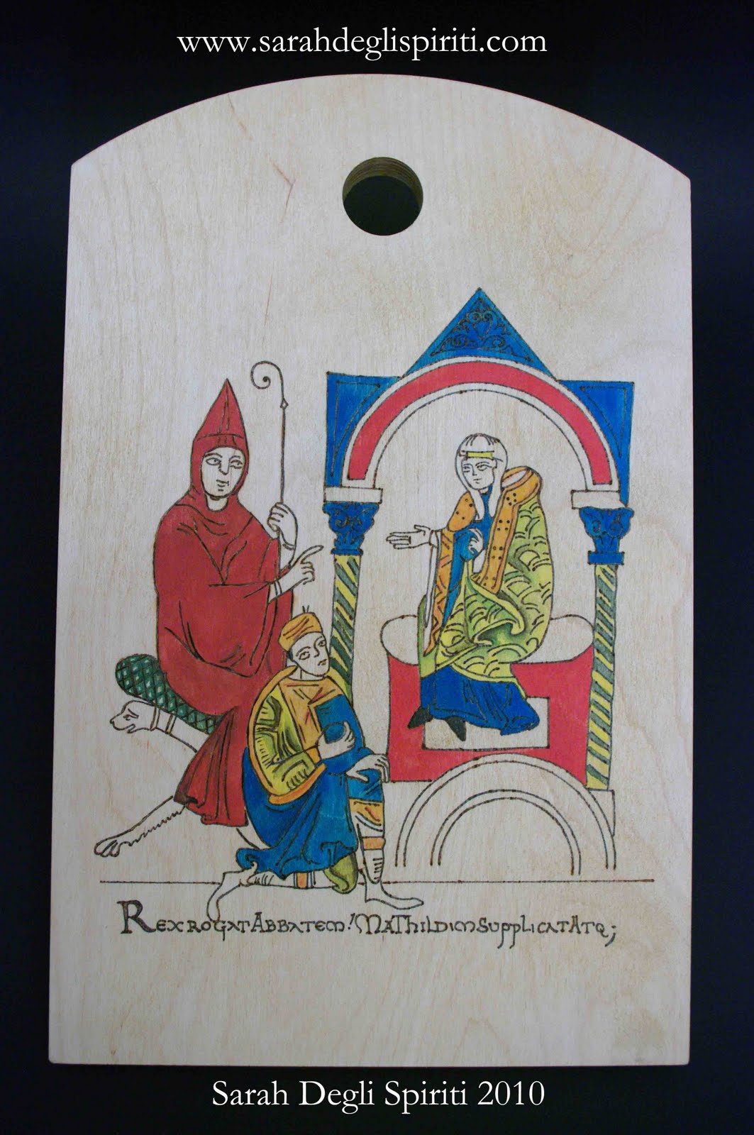 Tagliere con miniatura medievale