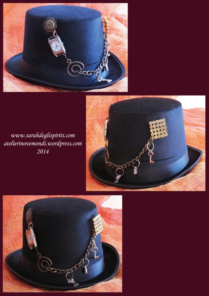Cappello n. 4 decorato in stile Steampunk da Sarah Bernini/Sarah Degli Spiriti.