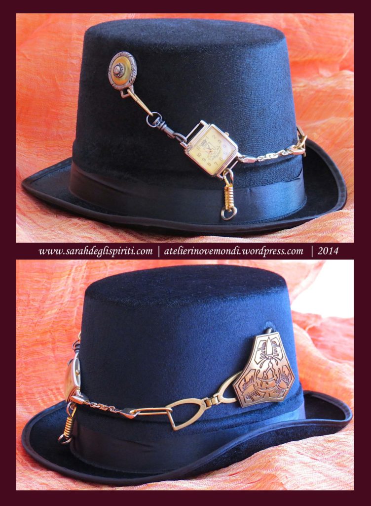 Cappello decorato in stile steampunk by Sarah Bernini/Sarah Degli Spiriti.